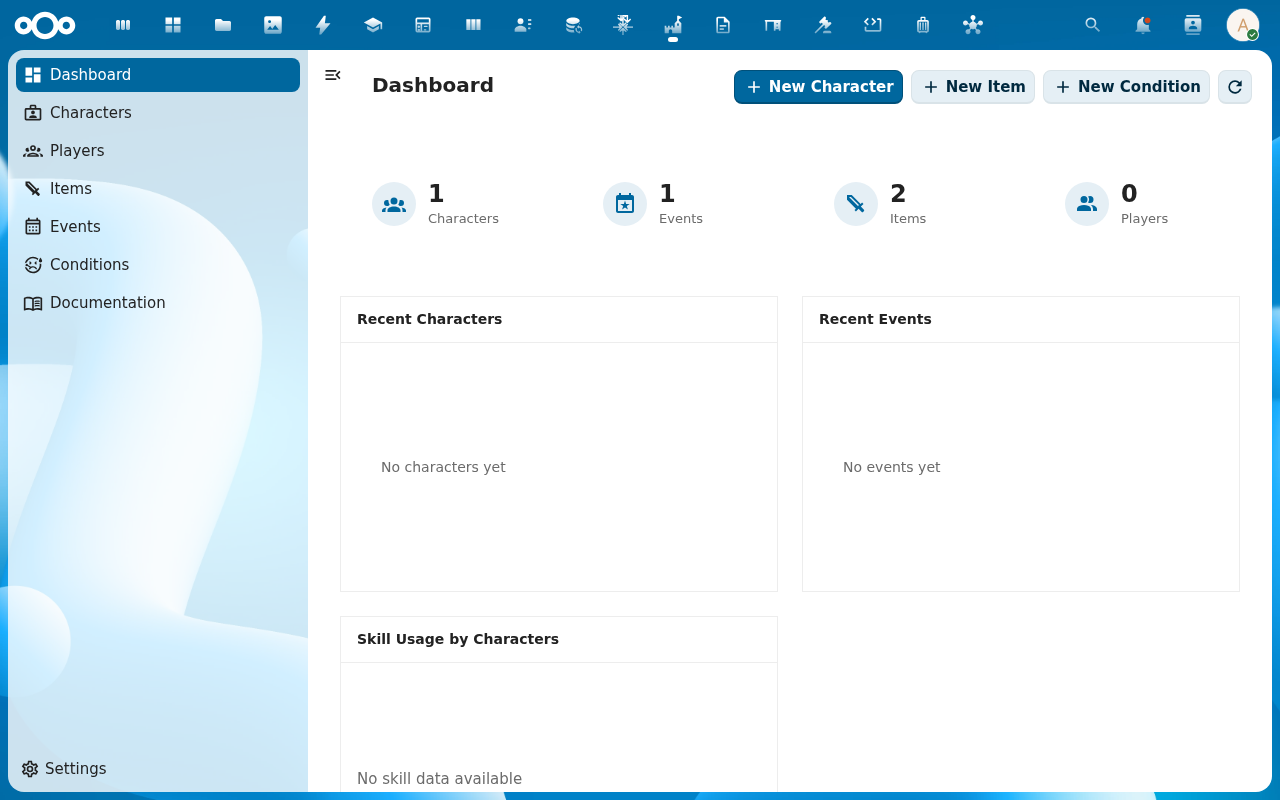 Larping dashboard